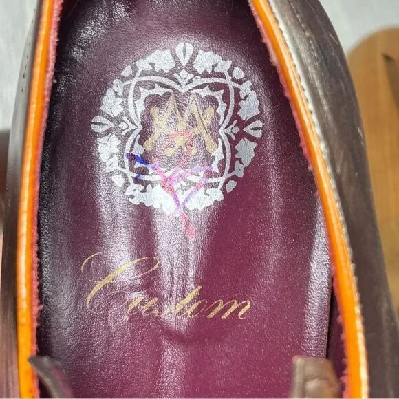 Mezlan Burgundy Orange Leather Lace Up Luxury Oxford Derby Dress Shoe Men Size 8 - Picture 9 of 11